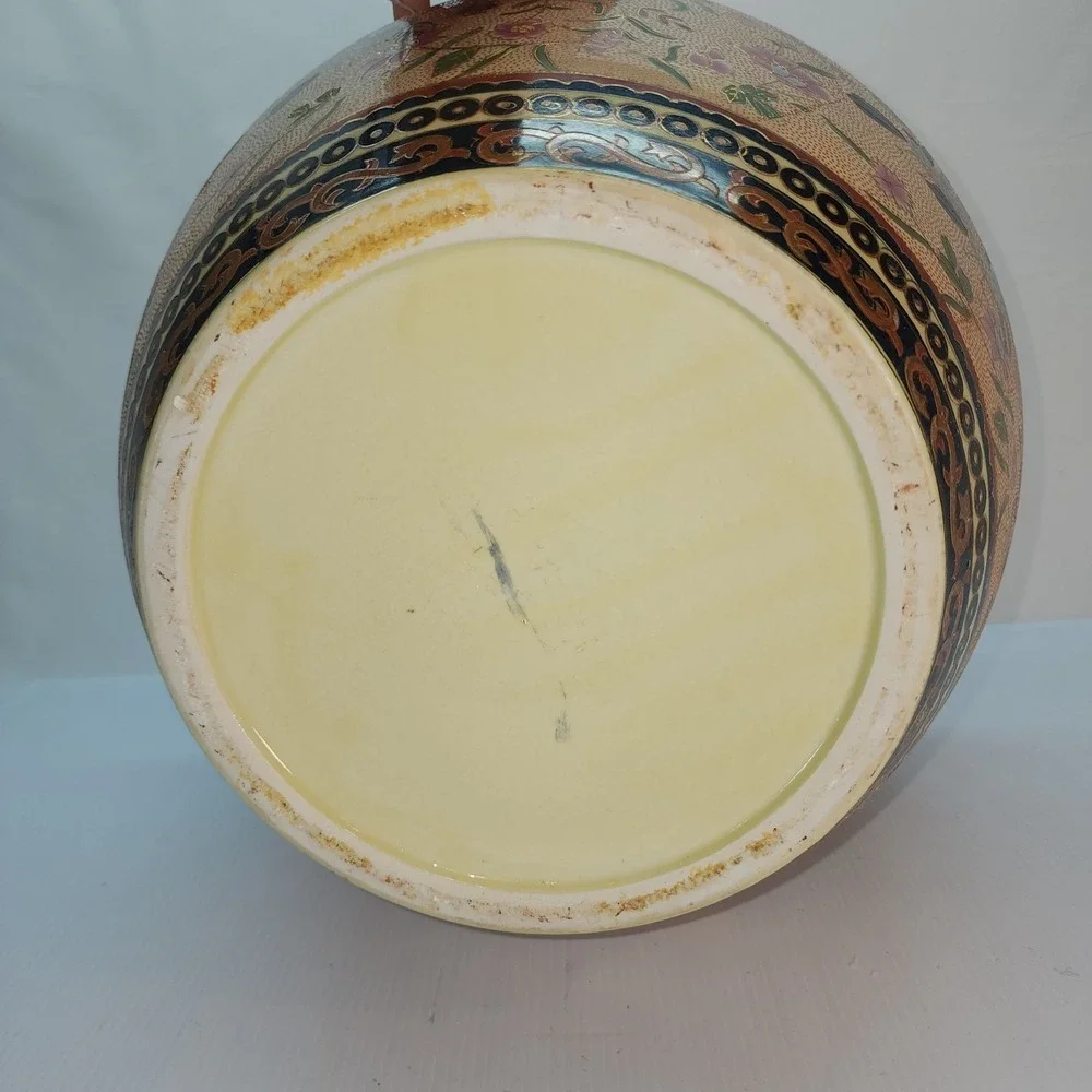 New England Pottery Imperial Fish Bowl 14" Ceramic Floral & Fish Pattern Round - Picture 2 of 6